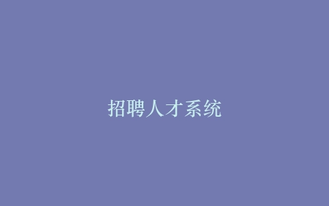 招聘人才系统