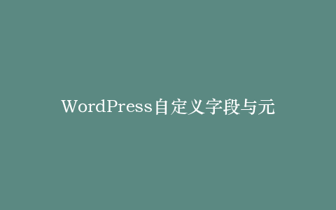 WordPress自定义字段与元数据的应用场景