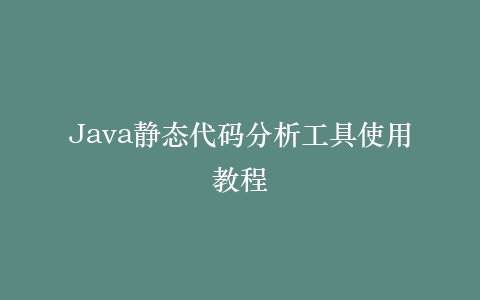 Java静态代码分析工具使用教程