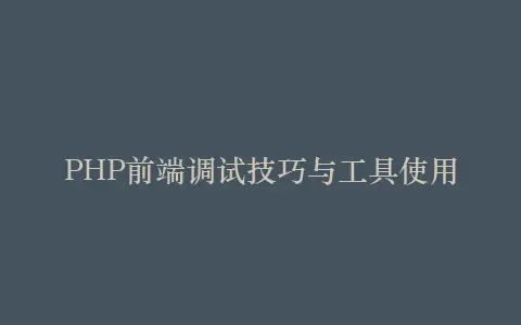 PHP前端调试技巧与工具使用插图 PHP前端调试技巧与工具使用插图