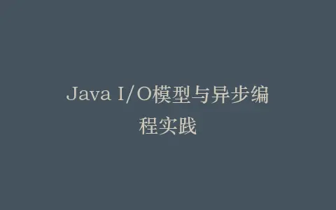 Java I/O模型与异步编程实践插图 Java I/O模型与异步编程实践插图