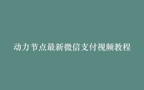 动力节点最新微信支付视频教程