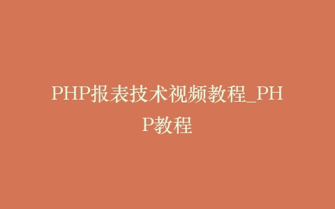 PHP报表技术视频教程_PHP教程