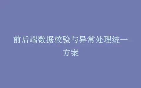 前后端数据校验与异常处理统一方案插图 前后端数据校验与异常处理统一方案插图