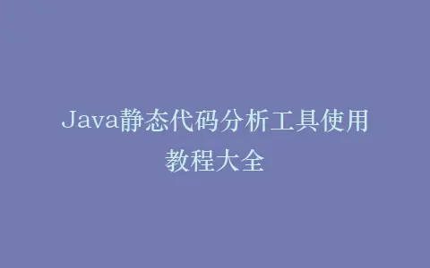 Java静态代码分析工具使用教程大全插图 Java静态代码分析工具使用教程大全插图