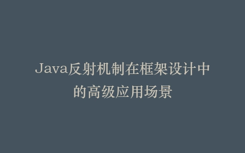 Java反射机制在框架设计中的高级应用场景