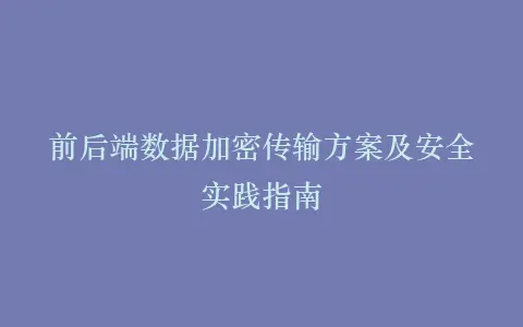 前后端数据加密传输方案及安全实践指南插图 前后端数据加密传输方案及安全实践指南插图