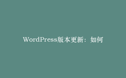 WordPress版本更新:如何安全升级到最新版本