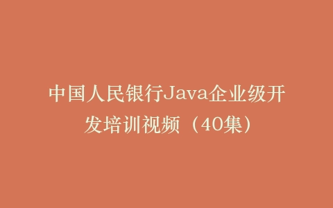 中国人民银行Java企业级开发培训视频(40集)