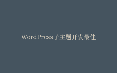WordPress子主题开发最佳实践