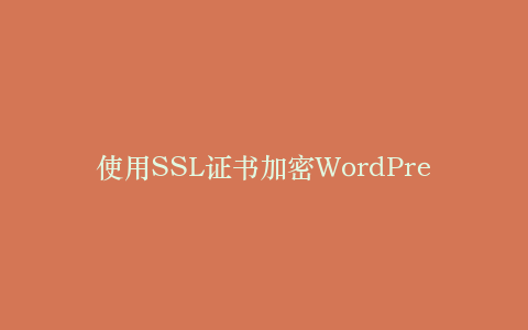 使用SSL证书加密WordPress网站流量