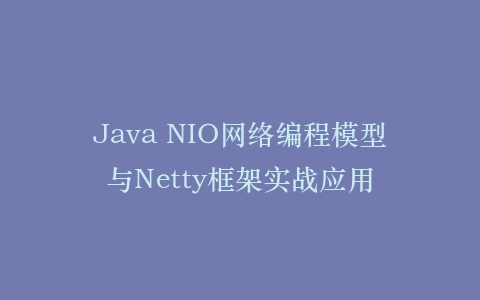 Java NIO网络编程模型与Netty框架实战应用