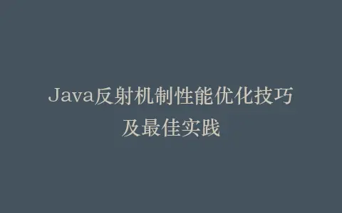 Java反射机制性能优化技巧及最佳实践插图 Java反射机制性能优化技巧及最佳实践插图