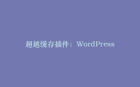 超越缓存插件:WordPress对象缓存(Object Caching)与Redis/Memcached实战配置指南