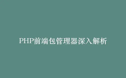 PHP前端包管理器深入解析插图 PHP前端包管理器深入解析插图