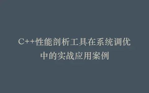 C++性能剖析工具在系统调优中的实战应用案例插图 C++性能剖析工具在系统调优中的实战应用案例插图
