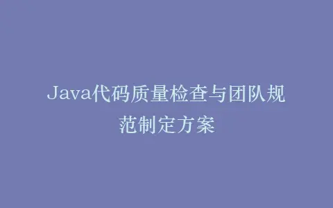 Java代码质量检查与团队规范制定方案插图 Java代码质量检查与团队规范制定方案插图