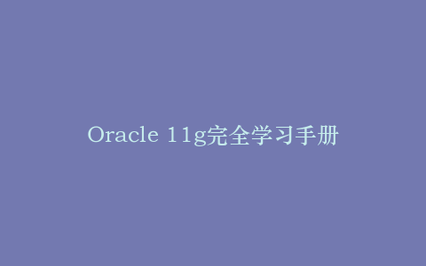 Oracle 11g完全学习手册视频讲解(41集)_数据库教程