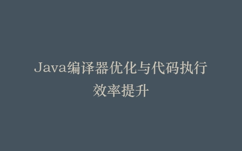 Java编译器优化与代码执行效率提升