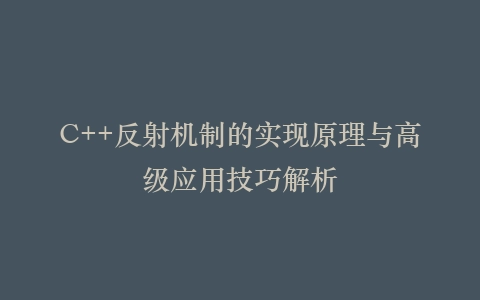 C++反射机制的实现原理与高级应用技巧解析