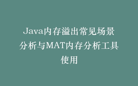 Java内存溢出常见场景分析与MAT内存分析工具使用插图