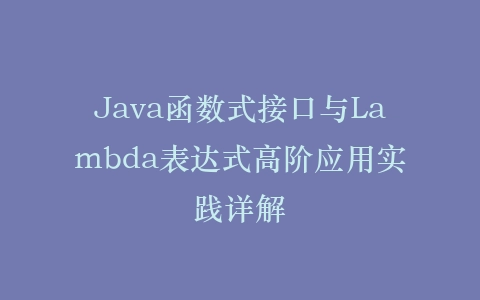 Java函数式接口与Lambda表达式高阶应用实践详解插图