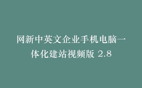 网新中英文企业手机电脑一体化建站视频版 2.8插图