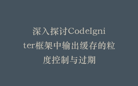 深入探讨CodeIgniter框架中输出缓存的粒度控制与过期插图