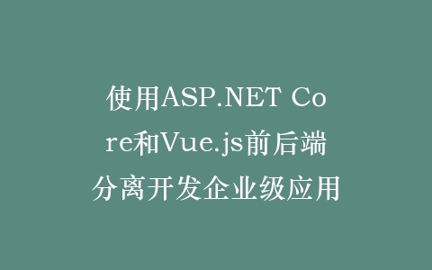 使用ASP.NET Core和Vue.js前后端分离开发企业级应用插图