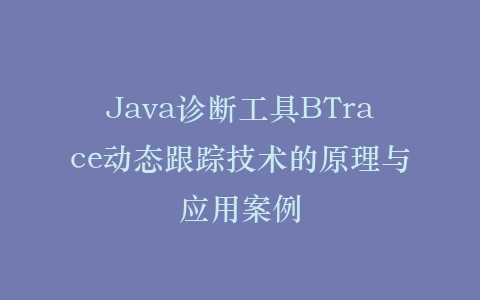Java诊断工具BTrace动态跟踪技术的原理与应用案例插图