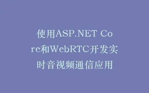 使用ASP.NET Core和WebRTC开发实时音视频通信应用插图 使用ASP.NET Core和WebRTC开发实时音视频通信应用插图