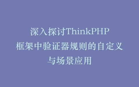 深入探讨ThinkPHP框架中验证器规则的自定义与场景应用插图