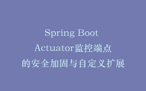 Spring Boot Actuator监控端点的安全加固与自定义扩展插图