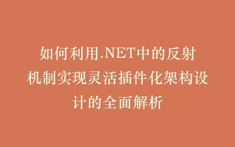 如何利用.NET中的反射机制实现灵活插件化架构设计的全面解析插图