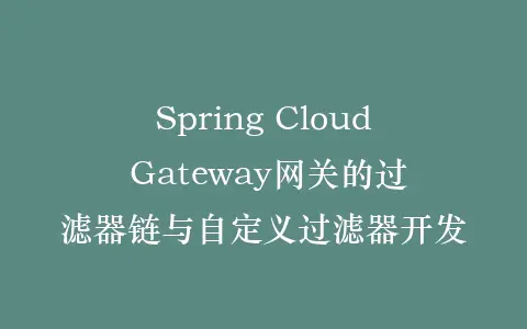 Spring Cloud Gateway网关的过滤器链与自定义过滤器开发插图 Spring Cloud Gateway网关的过滤器链与自定义过滤器开发插图