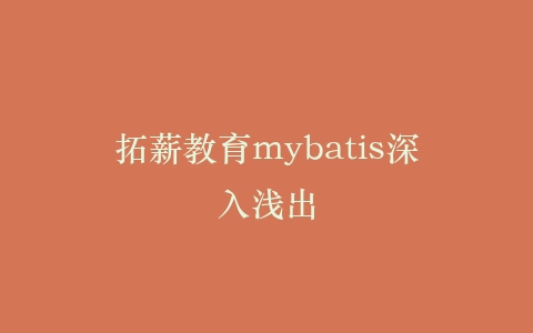 拓薪教育mybatis深入浅出插图