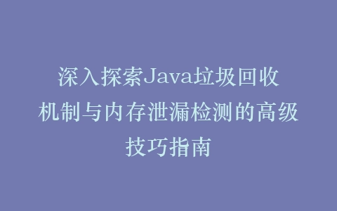 深入探索Java垃圾回收机制与内存泄漏检测的高级技巧指南插图