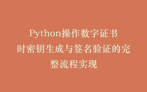 Python操作数字证书时密钥生成与签名验证的完整流程实现插图