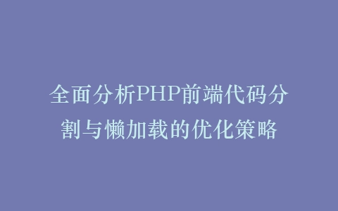全面分析PHP前端代码分割与懒加载的优化策略插图 全面分析PHP前端代码分割与懒加载的优化策略插图