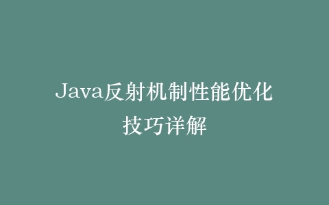 Java反射机制性能优化技巧详解插图