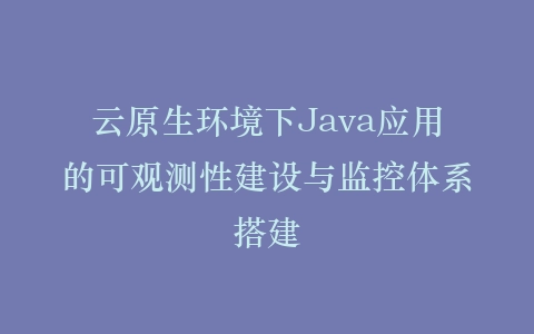 云原生环境下Java应用的可观测性建设与监控体系搭建插图