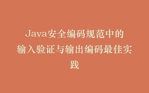 Java安全编码规范中的输入验证与输出编码最佳实践插图