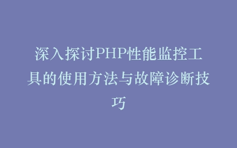 深入探讨PHP性能监控工具的使用方法与故障诊断技巧插图