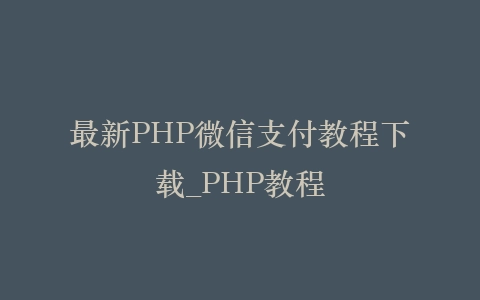 最新PHP微信支付教程下载_PHP教程插图