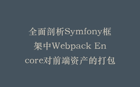 全面剖析Symfony框架中Webpack Encore对前端资产的打包插图