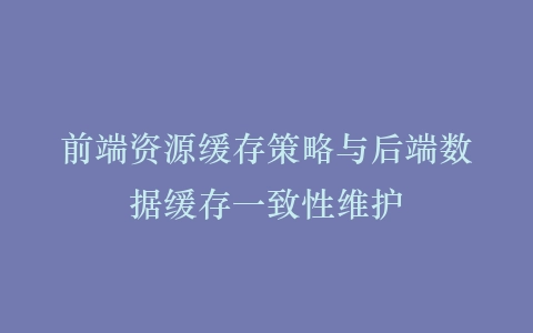 前端资源缓存策略与后端数据缓存一致性维护插图