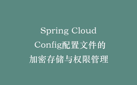 Spring Cloud Config配置文件的加密存储与权限管理插图