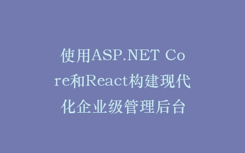使用ASP.NET Core和React构建现代化企业级管理后台插图