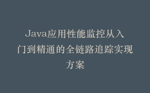 Java应用性能监控从入门到精通的全链路追踪实现方案插图