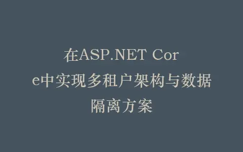 在ASP.NET Core中实现多租户架构与数据隔离方案插图 在ASP.NET Core中实现多租户架构与数据隔离方案插图